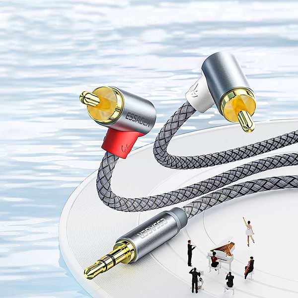 Фото - Кабель 3.5 мм - 3.5 мм Essager Monster Elbow RCA Audio Cable Jack 3.5 to 2 RCA Cable 3.5mm  3.5mm Jack to 2RCA 1M (EYPWT-MY0G-P)