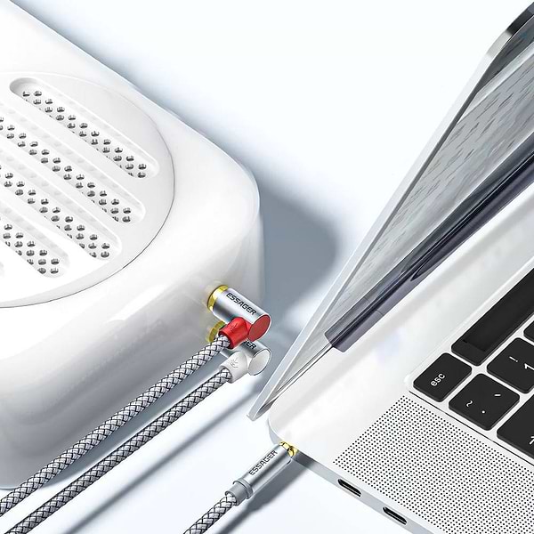 Фото - Кабель 3.5 мм - 3.5 мм Essager Monster Elbow RCA Audio Cable Jack 3.5 to 2 RCA Cable 3.5mm  3.5mm Jack to 2RCA 1M (EYPWT-MY0G-P)