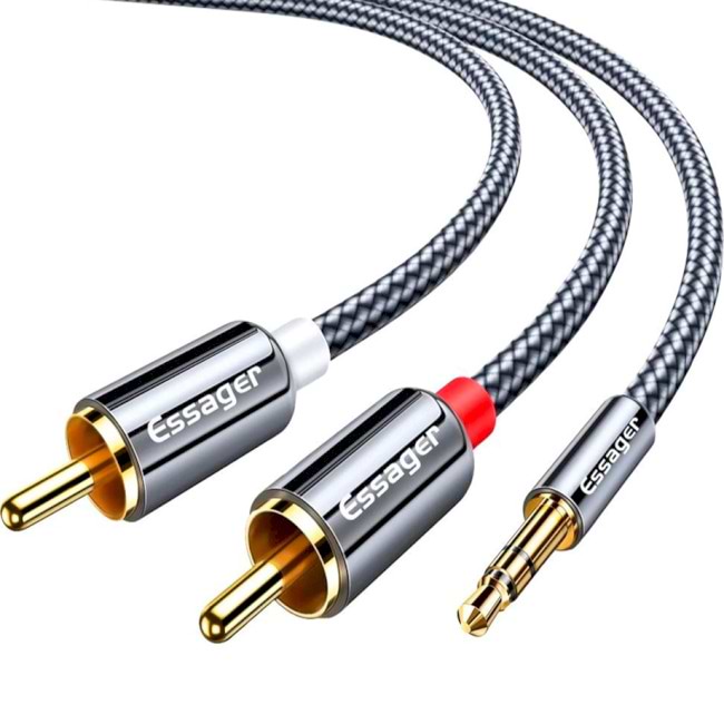 Кабель 3.5 мм - RCA Essager Jack 3.5 to 2 RCA 1m (EYPZJ-MY0H)