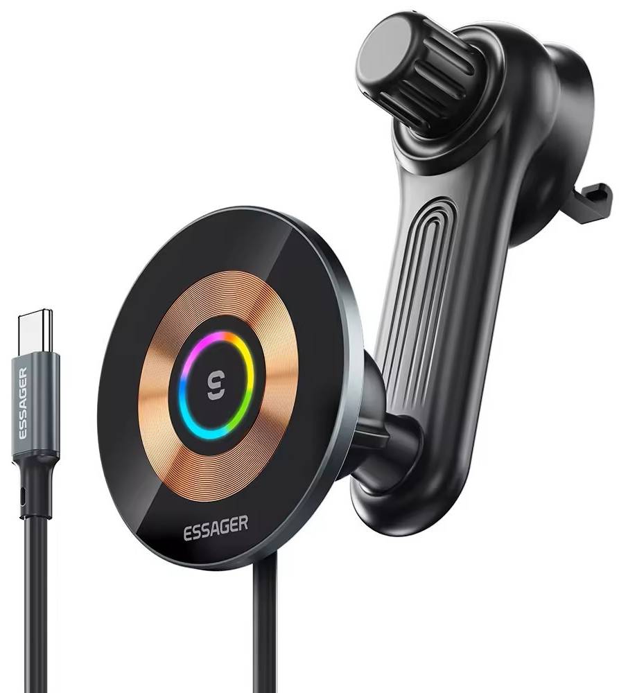 Автотримач з бездротовою зарядкою Essager Arpege 15W Magnetic Wirless Car Charger with Phone Holder Function Black (EZJCX-GY01B-Z) - Фото 1