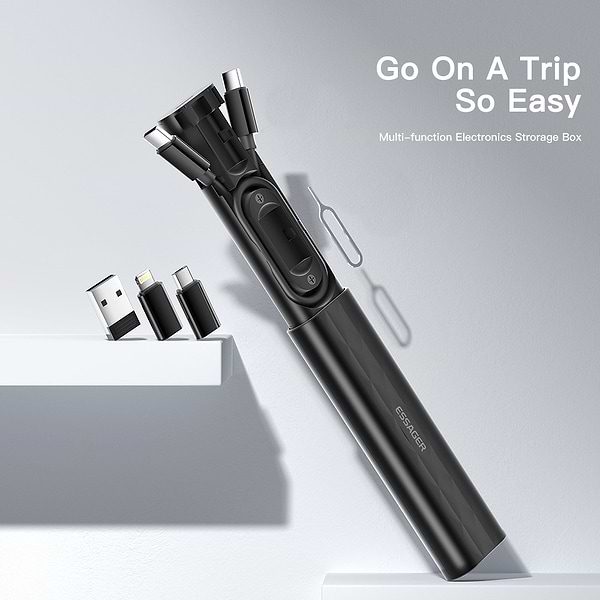 Фото - Органайзер для хранения кабелей Essager Lingwen Multifunctional Data Cable Storage Box +Cable Type-C 60W (EZJHZ-LW01)