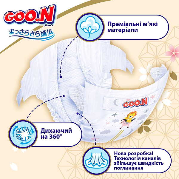 Фото - Одноразовые подгузники Goo.N Premium Soft 3-6 кг 2(S) 70 шт. (F1010101-153)