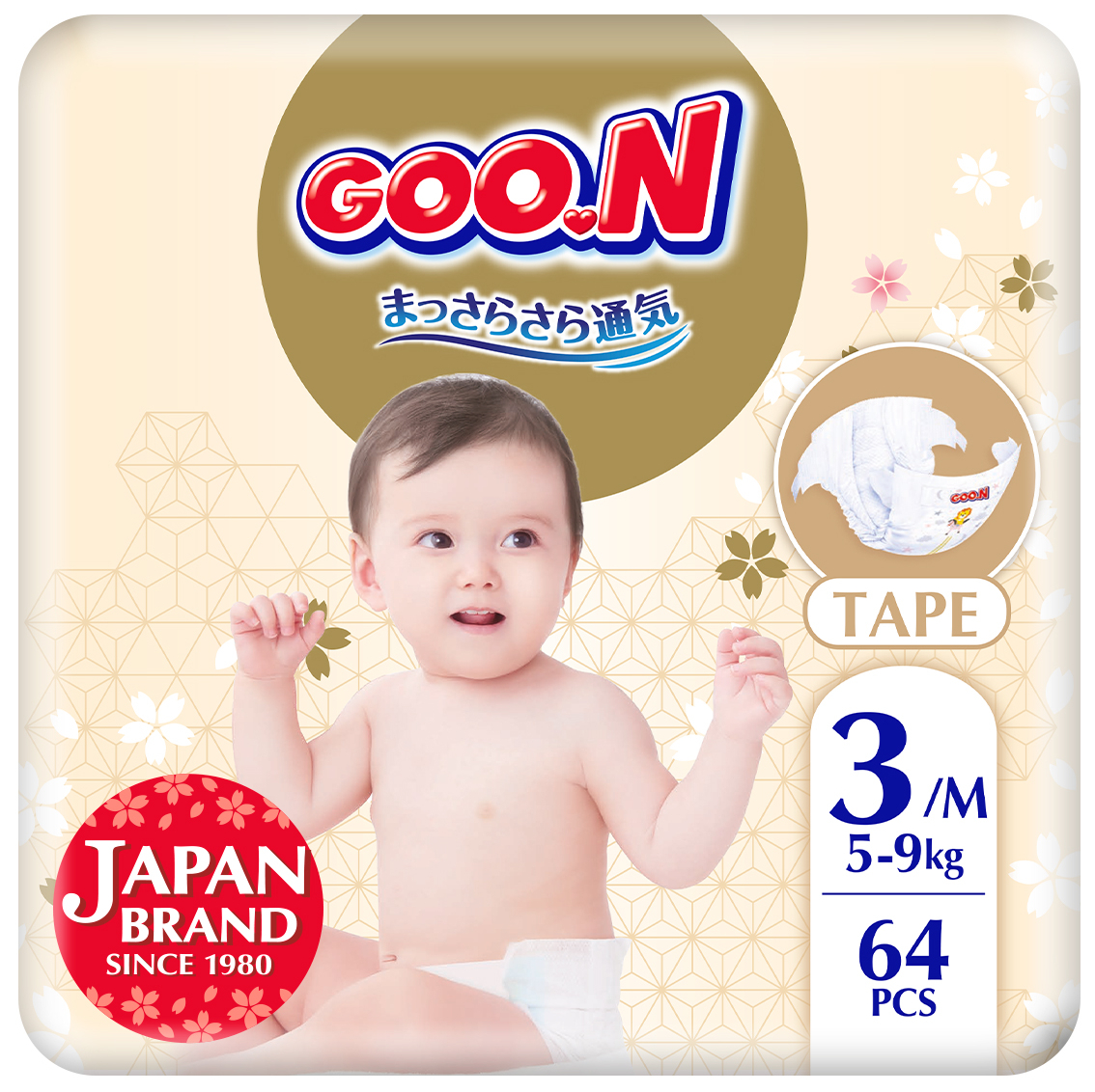 Одноразовые подгузники Goo.N Premium Soft 5-9 кг 3(M) 64 шт. (F1010101-154) - Фото 1