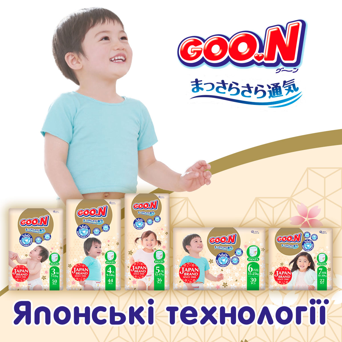 Фото - Одноразовые подгузники-трусики Goo.N Premium Soft 7-12 кг 3(M) 50 шт. (F1010101-156)