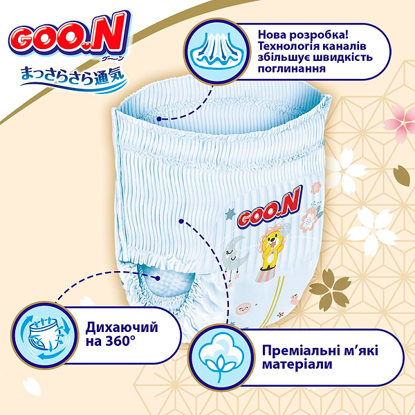 Фото - Одноразові підгузки-трусики Goo.N Premium Soft 15-25 кг 6(2XL) 30 шт. (F1010101-159)