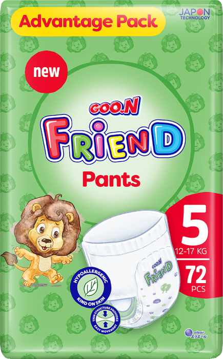 Одноразовые подгузники-трусики Goo.N FRIEND Размер 5 (12-17 кг.), 72 шт. (F1010117-005) - Фото 1