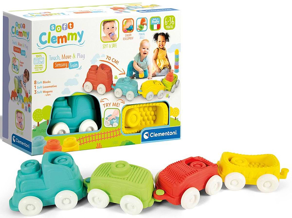 Фото - Базовий ігровий транспорт для малюка Clementoni з конструктором Sensory Train серія Soft Clemmy (17424)