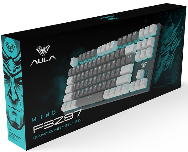 Фото - Клавіатура дротова ігрова Aula F3287 White/Grey Keycap KRGD Blue (6948391240688)