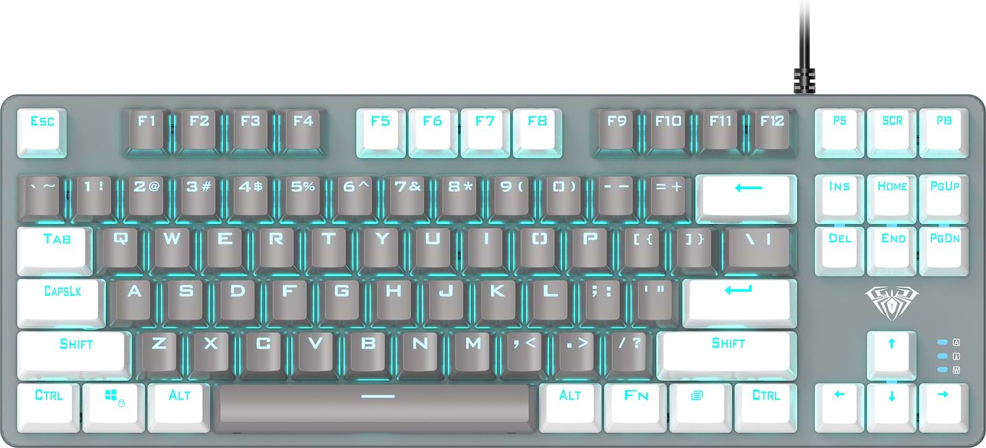 Клавиатура проводная игровая Aula F3287 White/Grey Keycap KRGD Blue (6948391240688) - Фото 1