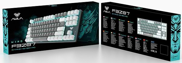 Фото - Клавіатура дротова ігрова Aula F3287 White/Grey Keycap KRGD Blue (6948391240688)