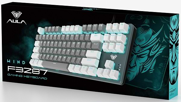 Фото - Клавіатура дротова ігрова Aula F3287 White/Grey Keycap KRGD Blue (6948391240688)