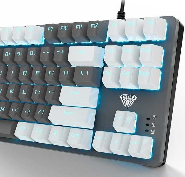 Фото - Клавіатура дротова ігрова Aula F3287 White/Grey Keycap KRGD Blue (6948391240688)