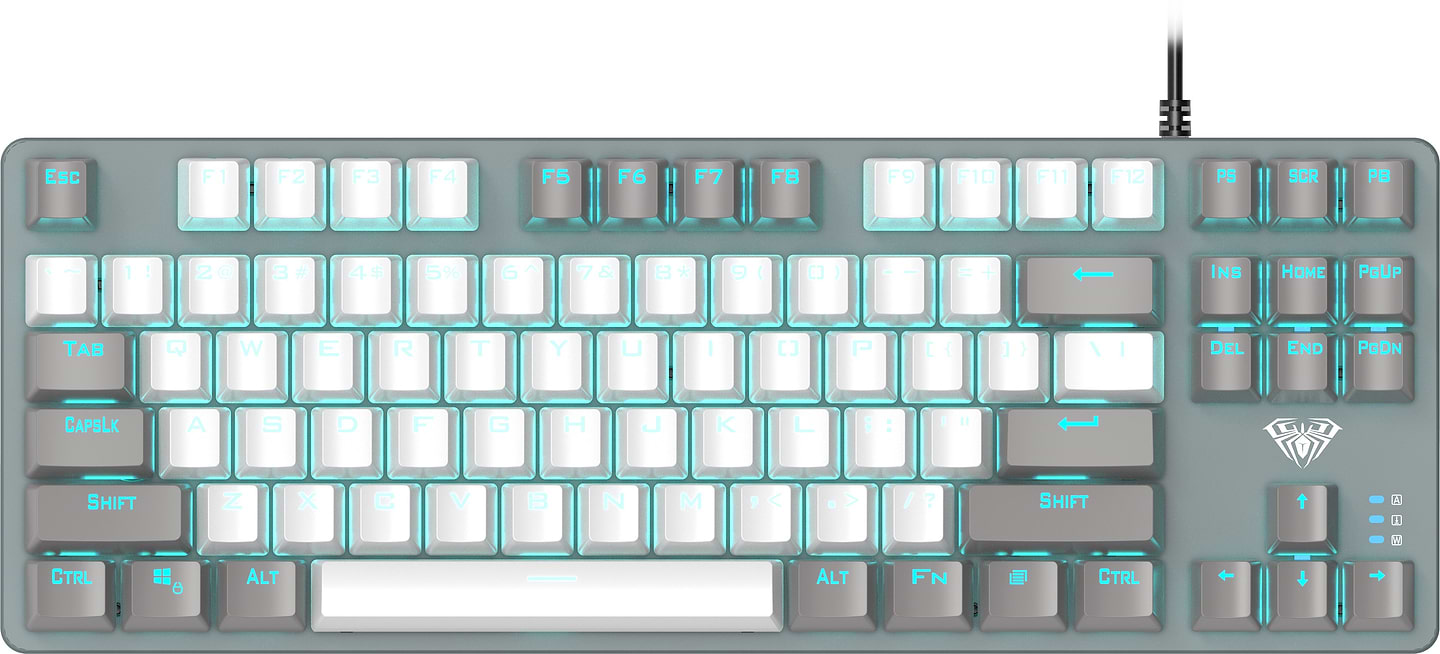 Клавиатура проводная игровая Aula Mechanical F3287 Grey/White keycap KRGD Blue (6948391240954) - Фото 1