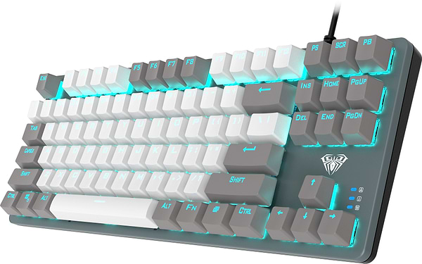 Фото - Клавиатура проводная игровая Aula Mechanical F3287 Grey/White keycap KRGD Blue (6948391240954)