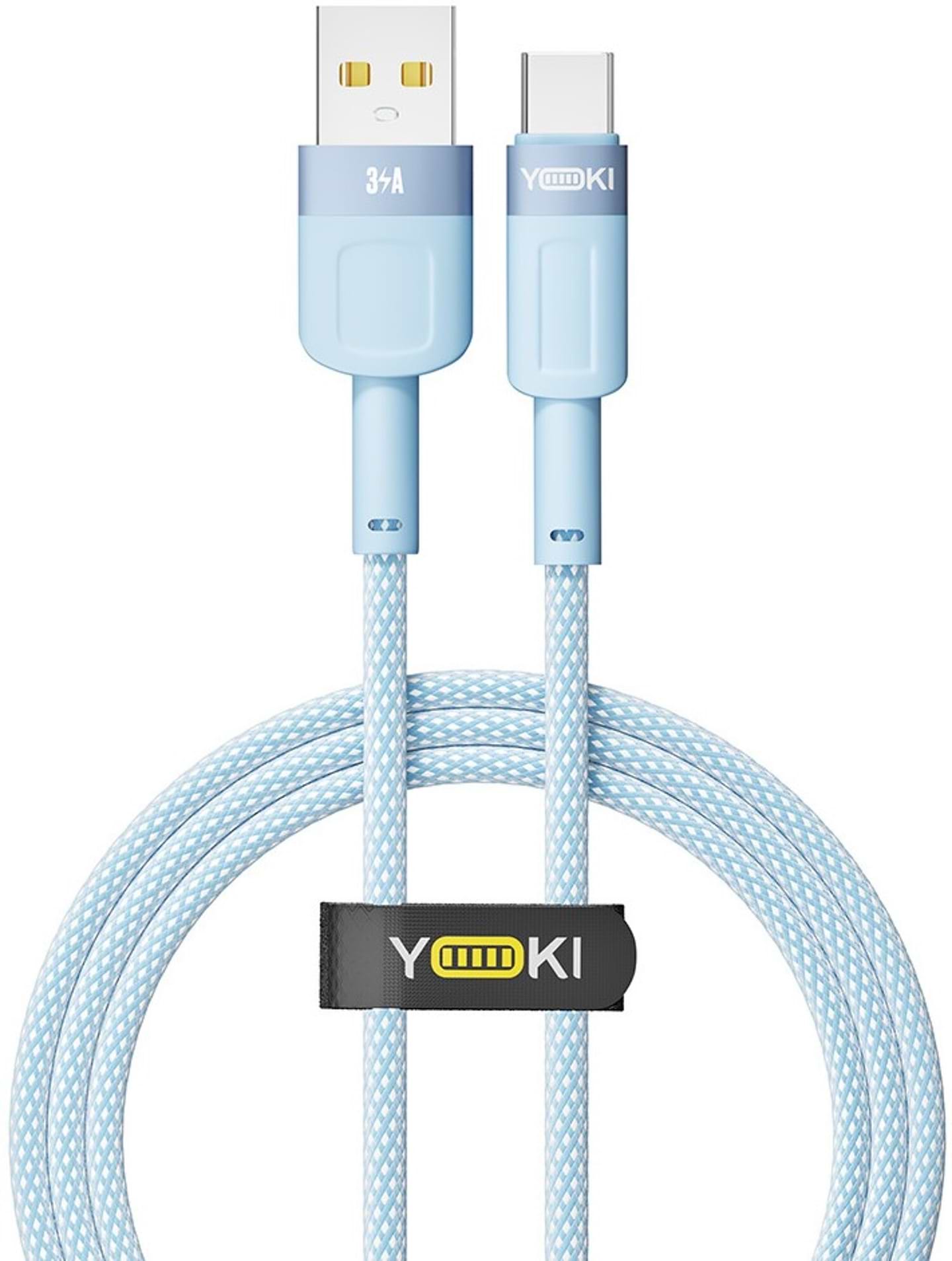 Кабель синхронізації даних YOKI STYLE Type-C 3A 1.2m Blue (YK-ST41)