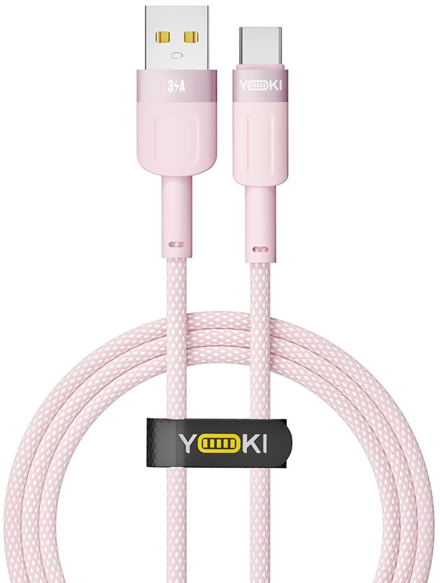Кабель синхронізації даних YOKI STYLE Type-C 3A 1.2m Pink (YK-ST41)