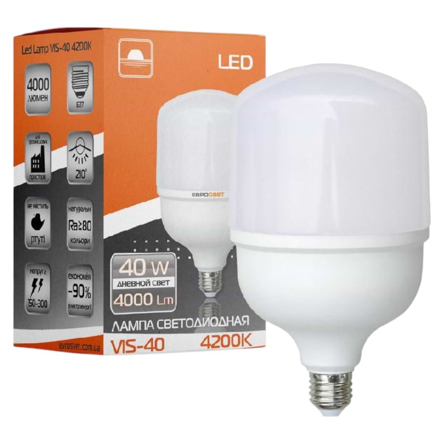 Лампочка світлодіодна Євросвітло 40Вт 4200К VIS-40-E27 (000042329)