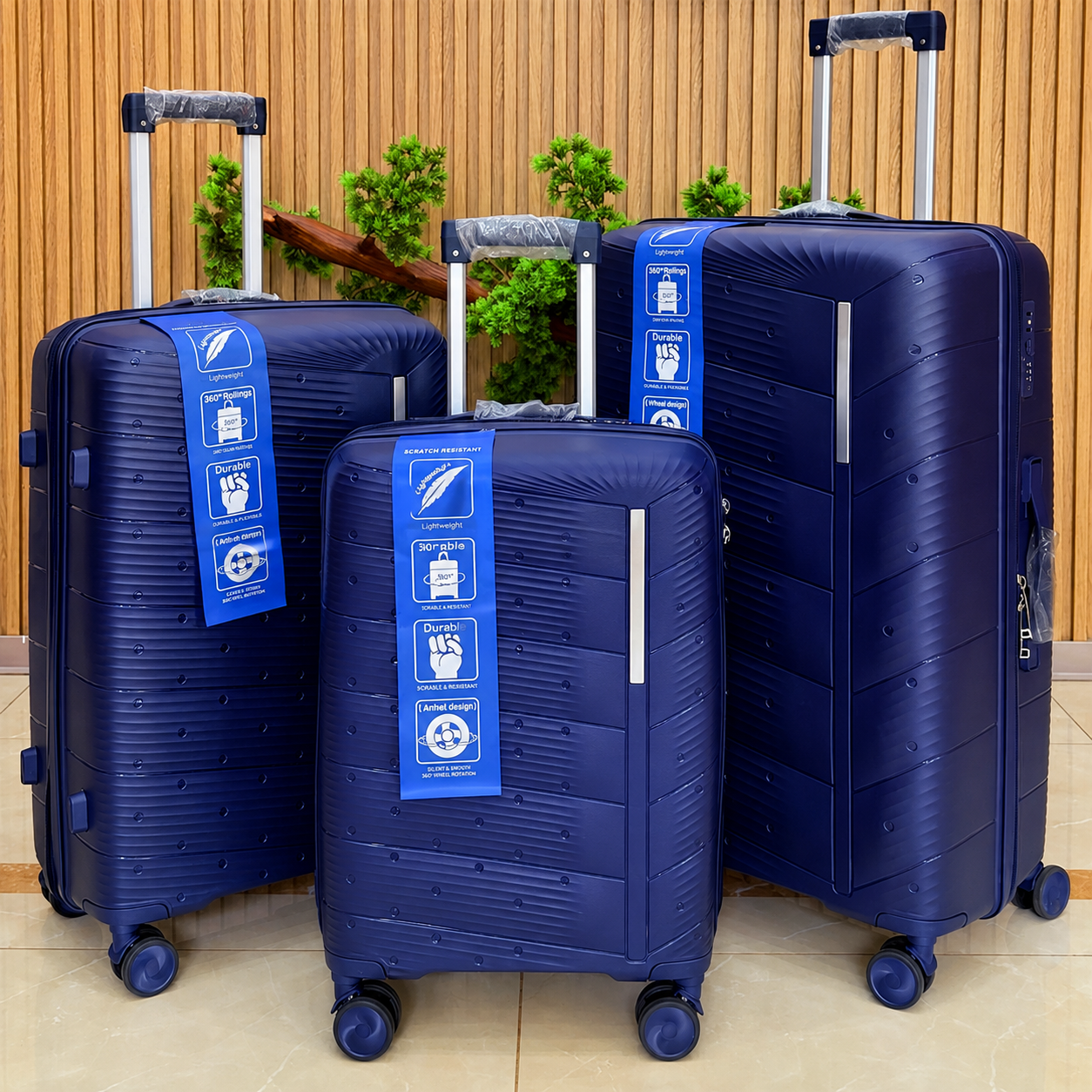 Набор чемоданов 2E M7980 L+M+S темно-синий (2E-PP-M7980-SET3-DB)