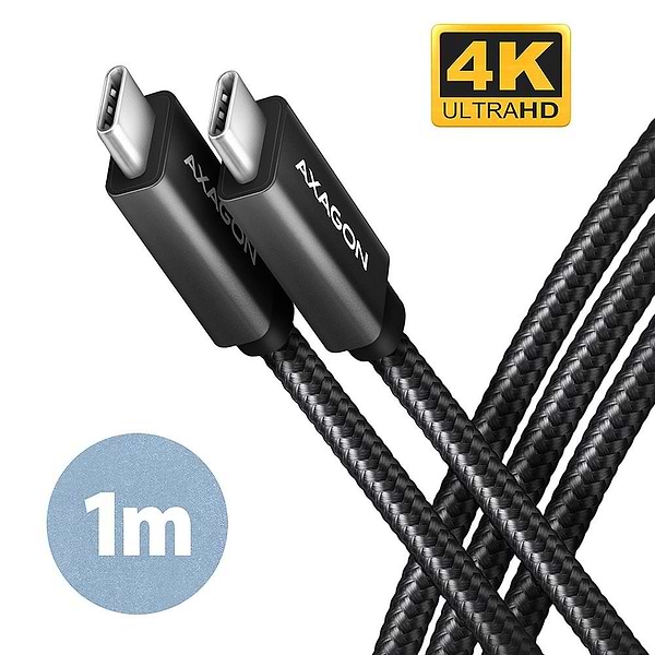 Фото - Кабель синхронізації даних AXAGON USB-C 3.2 Gen 2, 1m, PD 100W, 5A, 4K HD,Black (BUCM32-CM10AB)