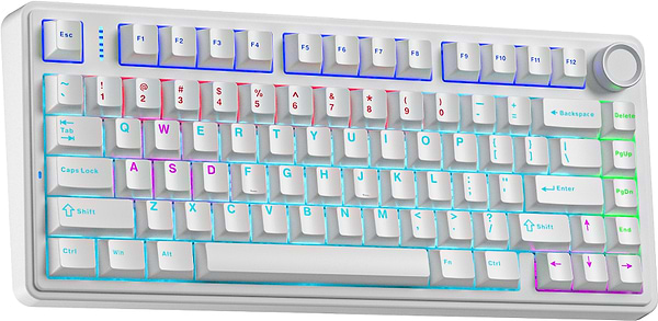 Фото - Клавиатура проводная игровая Aula F75  White keycap KRGD red EN/UA (6948391203225)