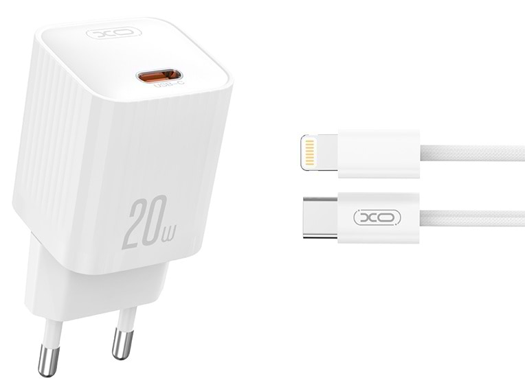 Сетевое зарядное устройство XO L146 PD20W Single USB-C Charger with Lightning cable, white (XO-L146+L-White)