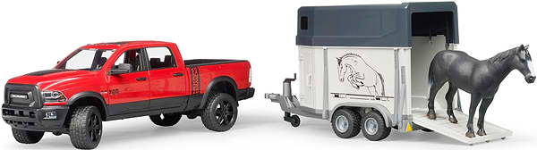 Фото - Автотранспорт BRUDER Автомобіль RAM 2500 з причіпом-трейлером та конем (40744)