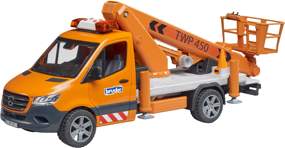 Наземная спецтехника BRUDER MB Sprinter сервисной службы с телескопической люлькой (02679)