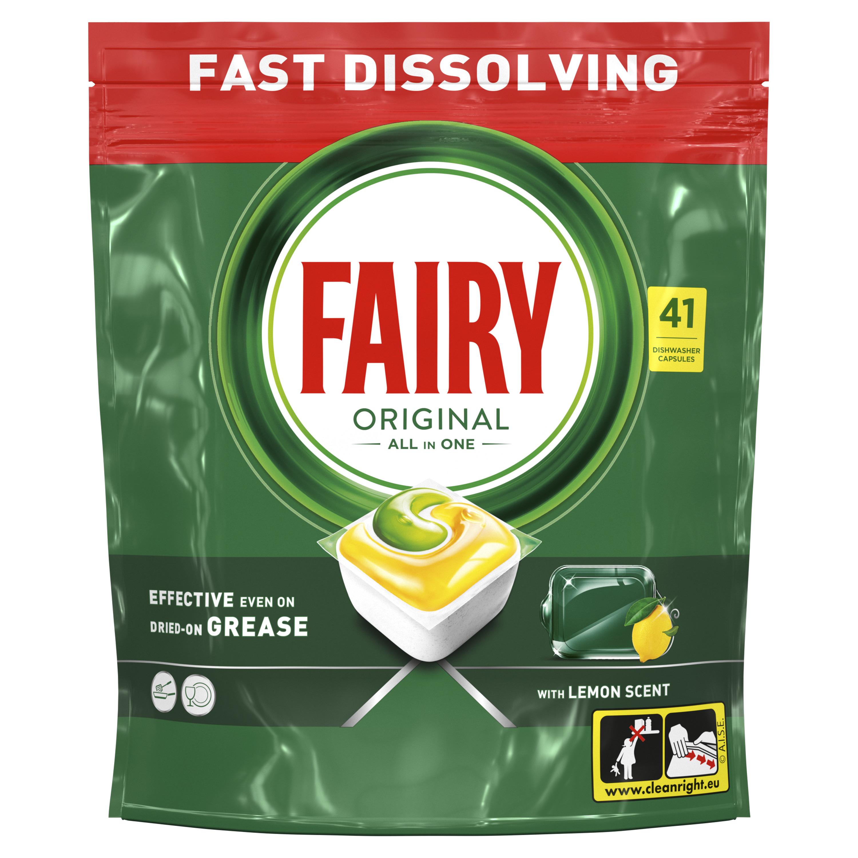 Таблетка для посудомоечной машины Fairy Original All In One Лимон 41 шт