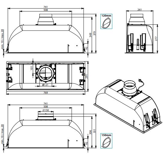 Фото - Витяжка вбудована Falmec INCASSO PLUS 70 Black 800