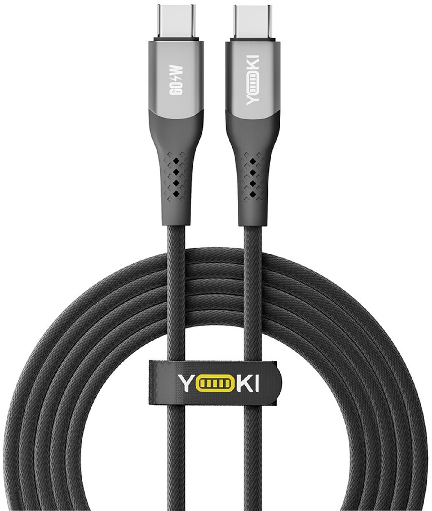 Кабель синхронізації даних YOKI SOLID Type-C to Type-C 60W 2m Black (YK-SO15)