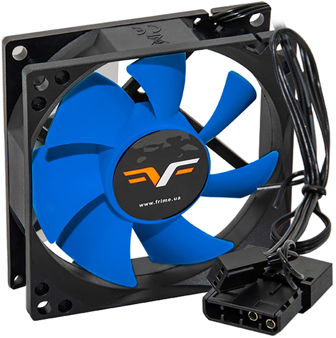 Корпусный вентилятор Frime 80x80x25мм, 3pin+Molex, Black/Blue (FBF80HB3)