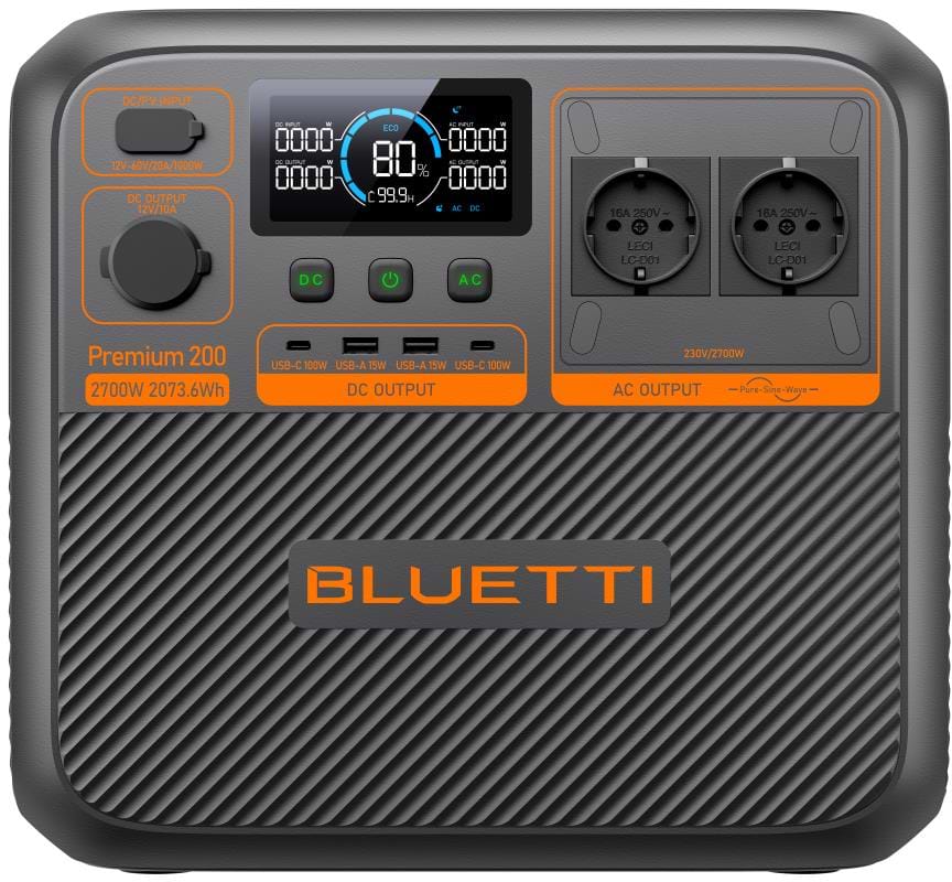 Купить Зарядная станция универсальная Bluetti PREMIUM 200 V2 (2700W, 2073 Вт/год) - Фото 1 Зарядная станция универсальная Bluetti PREMIUM 200 V2 (2700W, 2073 Вт/год) - Фото 1