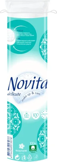 Ватні диски Novita Delikate 100 шт. (4744246013078) - Фото 1