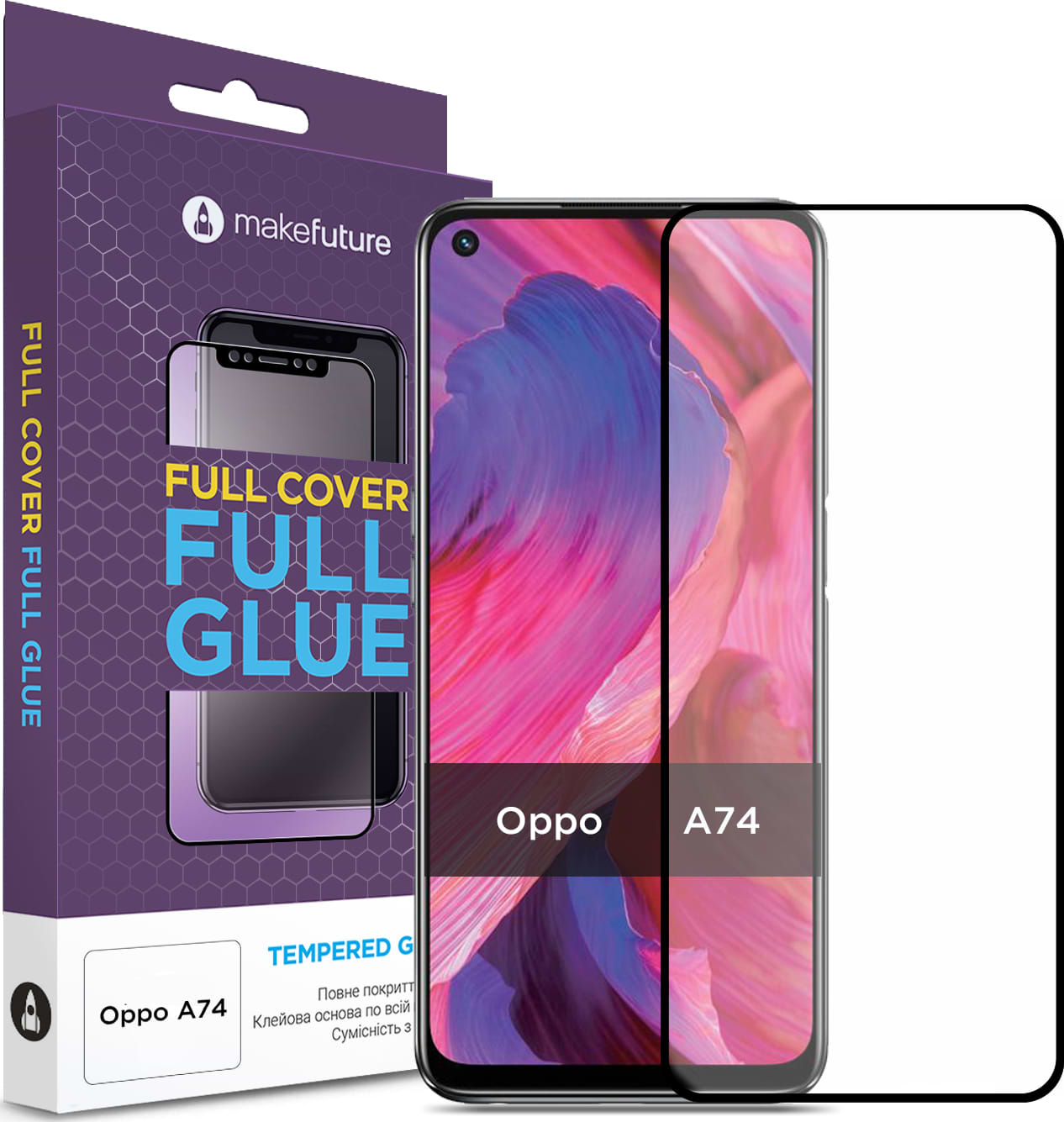 Защитное стекло для смартфона MakeFuture Full Cover Full Glue Oppo A74 (MGF-OPA74)