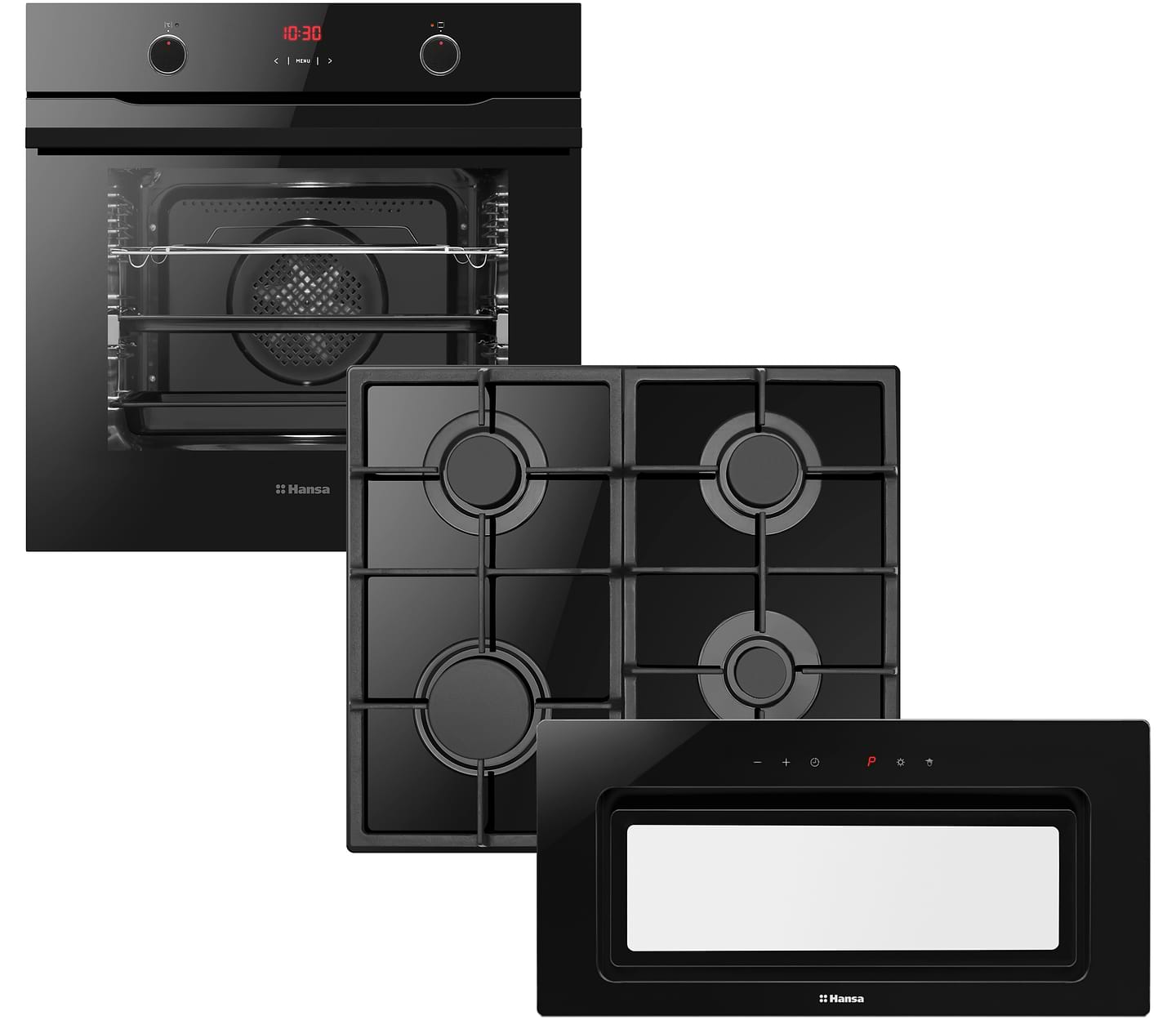 Комплект техники Hansa Духовой шкаф + Варочная панель + Витяжка встраиваемая Hansa FCGS69326 + OMP6523BGPLH - Фото 1