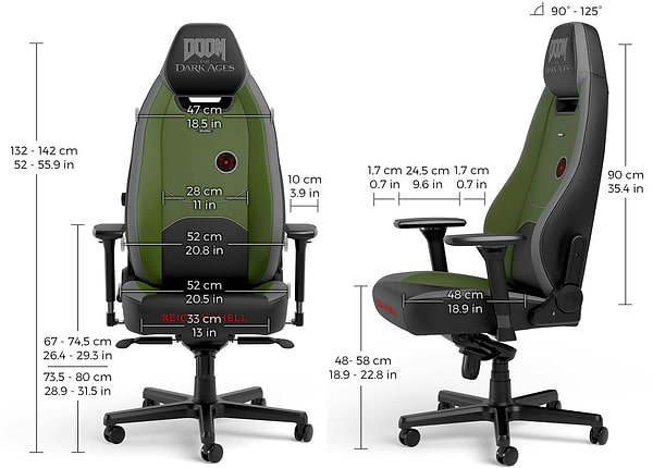 Фото - Кресло для геймеров Noblechairs LEGEND DOOM the Dark Ages Green (NBL-LGD-PU-DDA)
