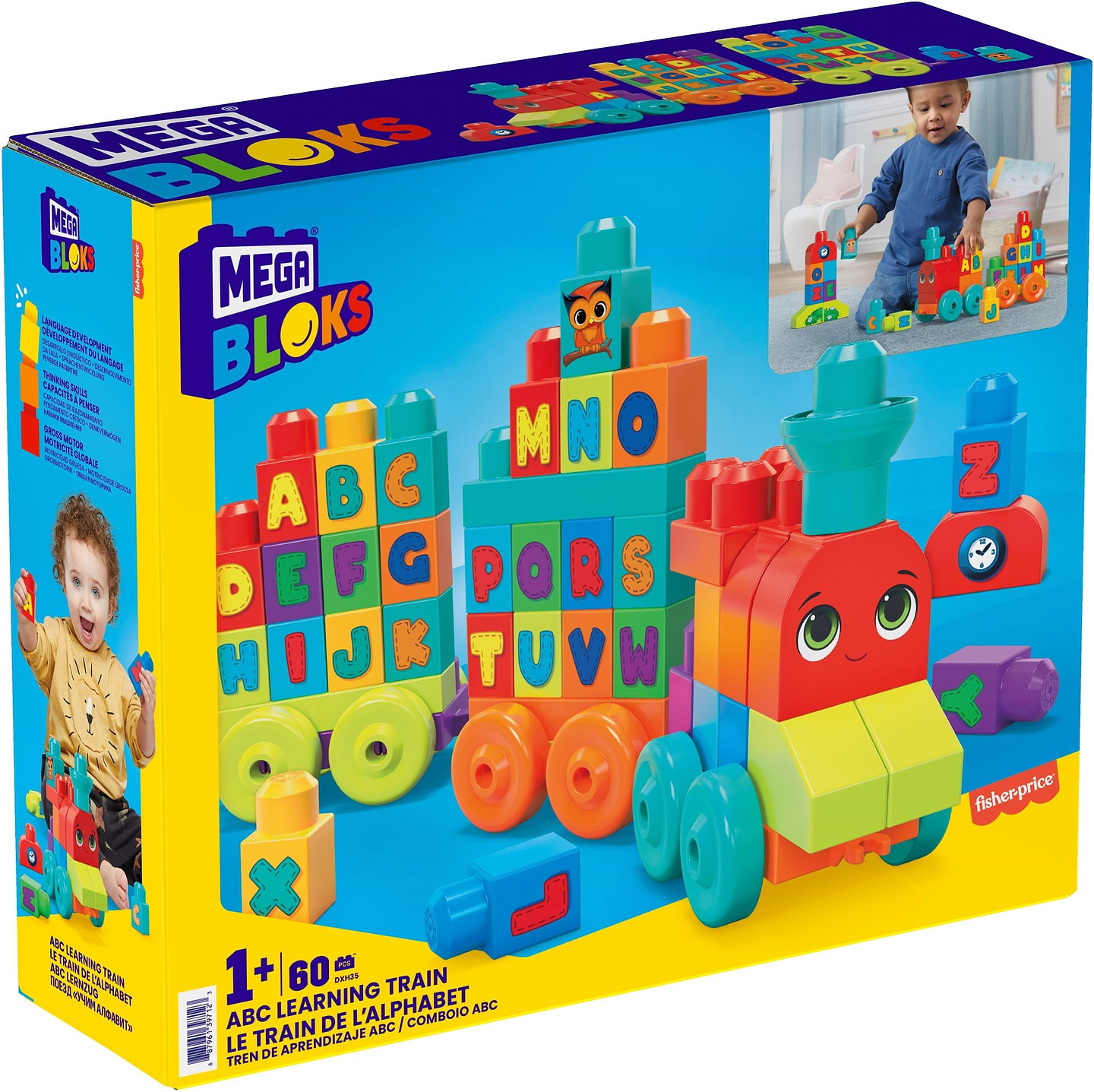 Пластиковый конструктор для малышей Mega Bloks Поезд с буквами (DXH35) - Фото 1