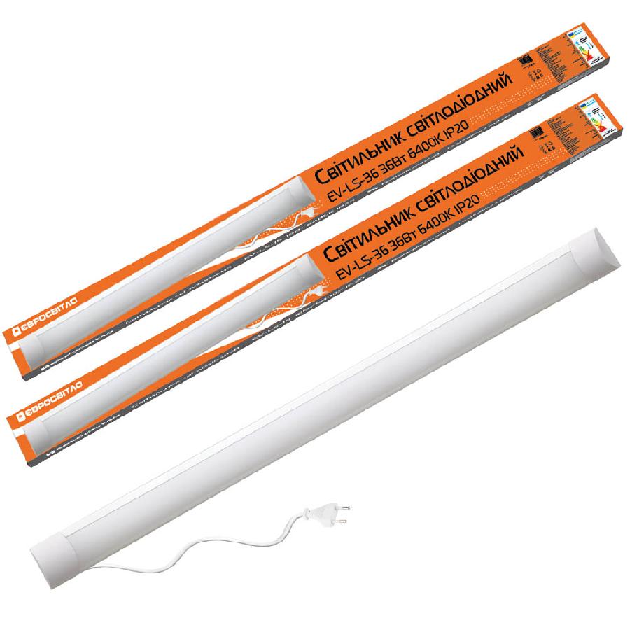 Світлодіодний світильник Євросвітло 36Вт 6400К EV-LS-36 IP20 з кабелем 1,5 м і вилкою 2 шт. (000059648)