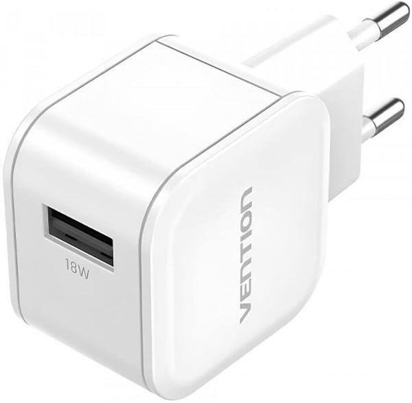 Фото - Мережевий зарядний пристрій Vention 1xUSB 18W QC3.0 White (FEKW0-EU)