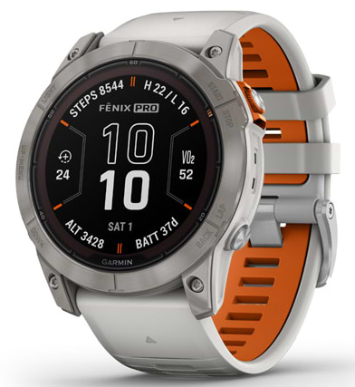 Смарт-часы Garmin Fenix 7X Pro Sapph Sol Ti w/Gray/Orange Band (010-02778-15) - Фото 1