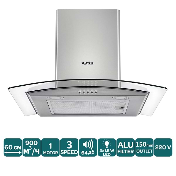 Фото - Вытяжка традиционная Ventolux FERRARA 60 INOX (900) PB