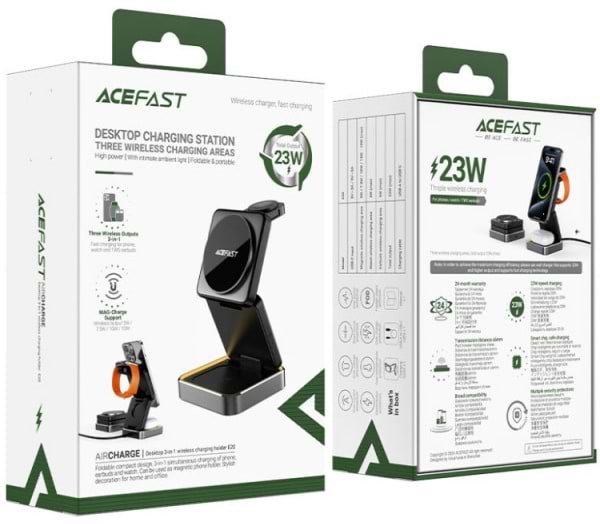 Фото - Бездротовий зарядний пристрій AceFast Wireless QI 3in1 15W E20 (6974316283478)