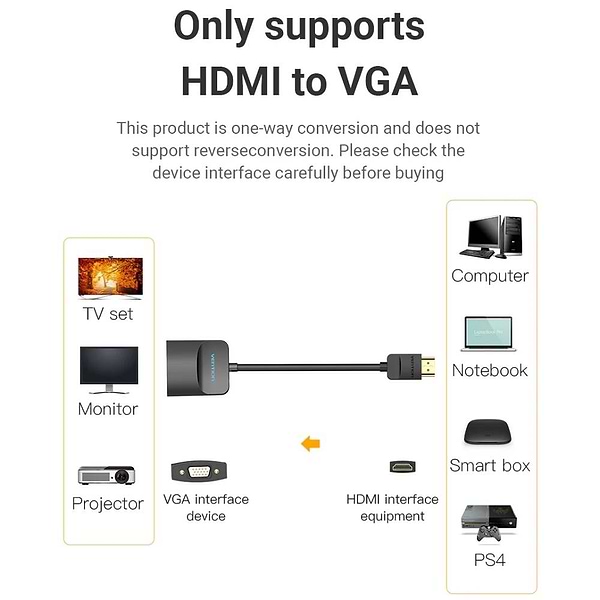 Фото - Переходник Vention HDMI M - VGA F 0.15 м (42154)