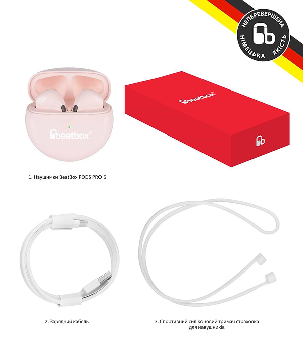 Фото - Наушники вкладыши беспроводные TWS BeatBox PODS PRO 6 pink (bbppro6p)
