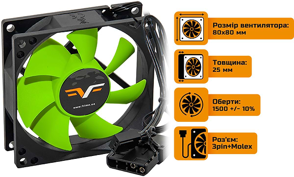 Фото - Корпусний вентилятор Frime FGF80HB3 Black-Green