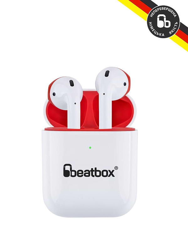 Фото - Навушники вкладиші бездротові TWS BeatBox PODS AIR 2 Wireless charging white-red (bbpair2wcwr)