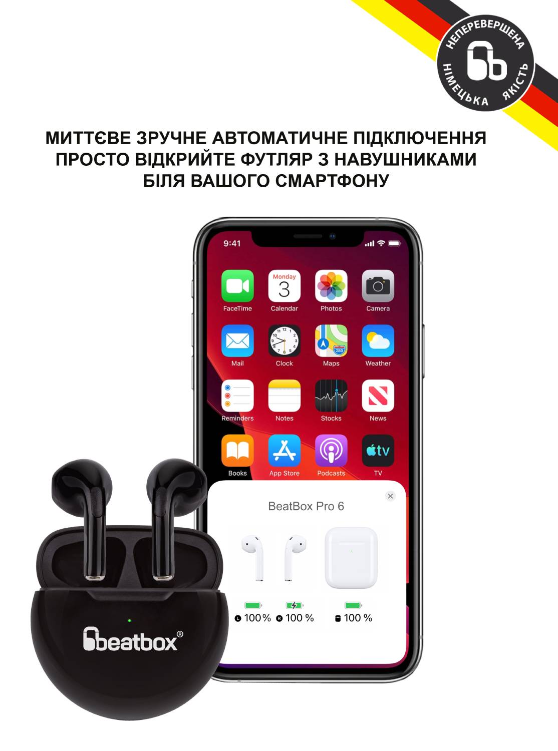 Фото - Навушники вкладиші бездротові TWS BeatBox PODS PRO 6 black (bbppro6b)