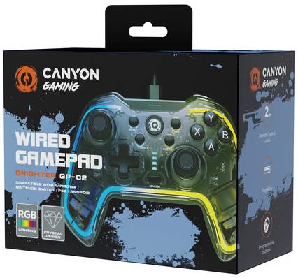 Фото - Геймпад Canyon Brighter GP-02 Wired RGB 4in1 PS3/Android BOX-TV/Nintendo Crystal (CND-GP02)