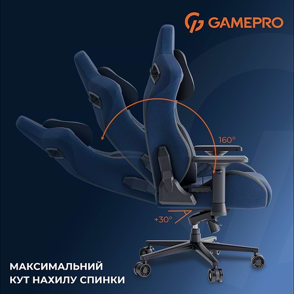 Фото - Крісло для геймерів GamePro Size XL Fabric Dark Blue (GC900DB)