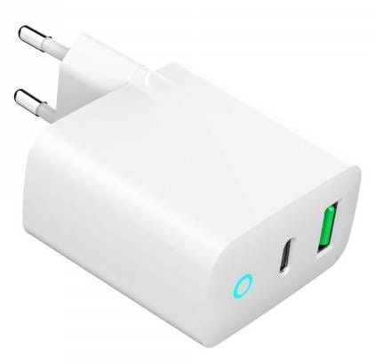 Фото - Мережевий зарядний пристрій Gembird USB-A + 1 Type-C PD20Вт + QC3.0 18Вт (TA-UC-PDQC20L-W-01)